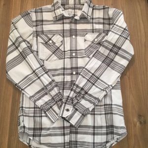 Mossimo Plaid Black White Mens Button Down Shirt S